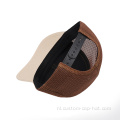 6 Paneel Trucker Cap met bruine lederen patch